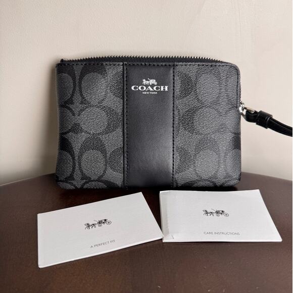 Coach Signature Logo Corner Zip Wristlet - Picture 7 of 7